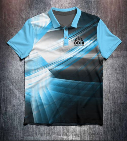 Grey Blue White Modern Tenpin Bowling Shirt and Apparel