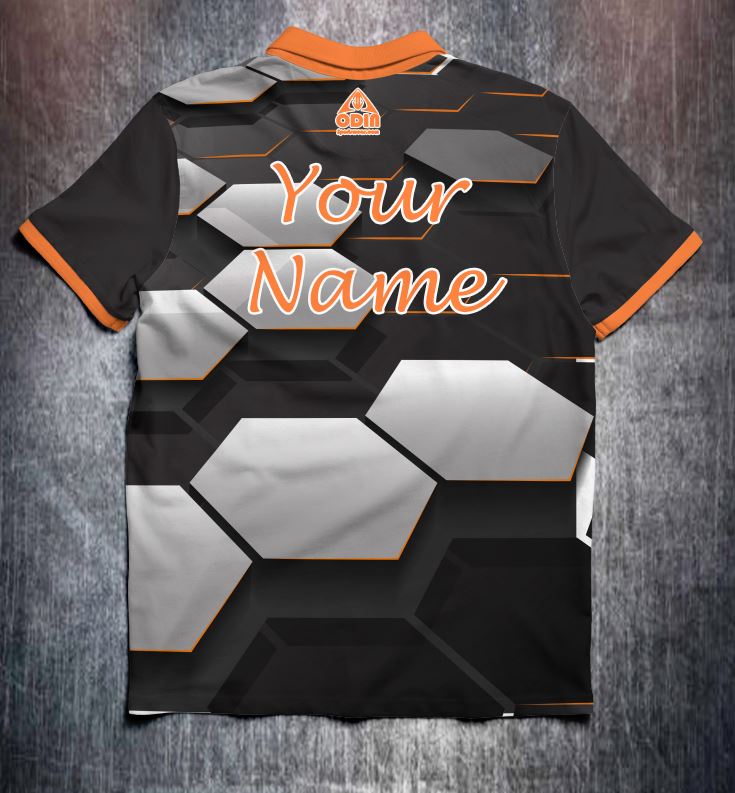 Black Grey Orange Hexagon Tenpin Bowling Shirt and Apparel