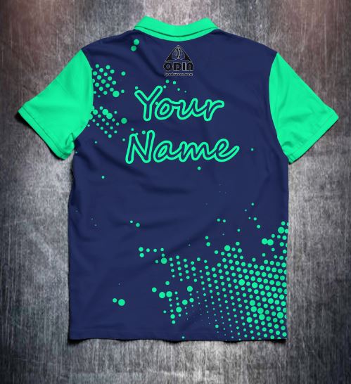 Vivid Green Blue Tenpin Bowling Shirt and Apparel