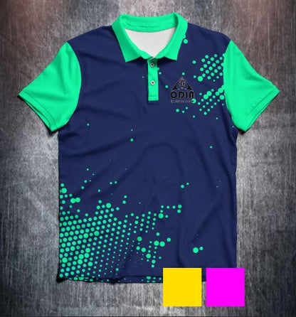 Vivid Green Blue Tenpin Bowling Shirt and Apparel